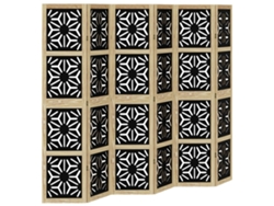 Mampara separadora de mamparas con 6 paneles de madera de Paulownia en marrón y negro con diseño de madera de ingeniería Dec031108 Decoshop2