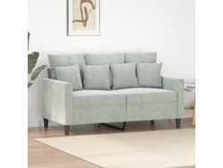 Sofá De 2 Plazas De Terciopelo Gris Claro 120 Cm