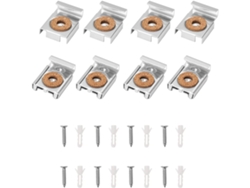 Kit De Montaje Para Espejos Sin Marco De Acero Inoxidable 8 Piezas Con Tapones Y Tornillos Plata