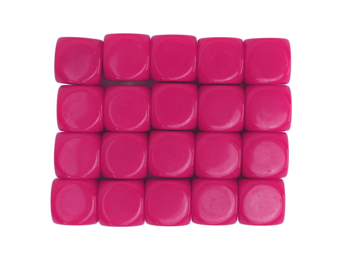 20 Dados De Plástico Blanco Con Bordes Redondeados De 16 Mm Para Juegos Educativos Y Fiestas - Rojo Rosa