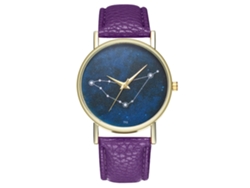 Reloj De Pulsera Unisex Con Estampado De Constelaciones Y Correa De Piel Sintética Morada De Zhoulianfa.