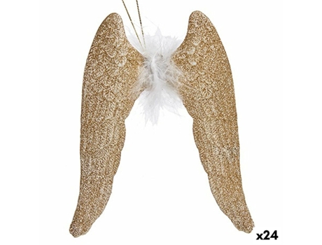 Conjunto de Adornos de Navidad KRIST Adorno Navideño Alas Ángel Plástico Beige - 24un (2.5x12.5X15cm)