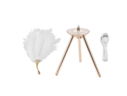 Rebe-lámpara De Mesa Con Plumas De Avestruz Recargable Usb, 40 Plumas Artificiales Blancas, Tripode Dorado Para Dormitorio