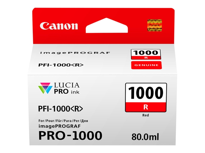 Cartucho de tinta Original CANON PFI-1000 Roja para imagePROGRAF PRO-1000
