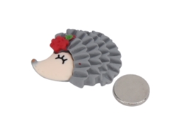 Cierre Magnético De Erizo Con Bonito Diseño, Accesorios De Pintura Con Diamantes De Imitación Para Manualidades, Adultos Y Niños, Gris.