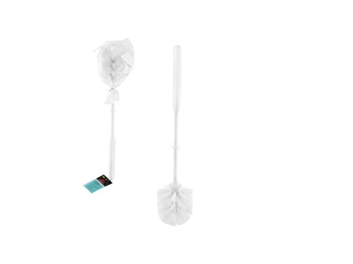 Cepillo de inodoro Lauxa Home blanco, mango de plástico, forma redonda, 34/37 cm Gibalto