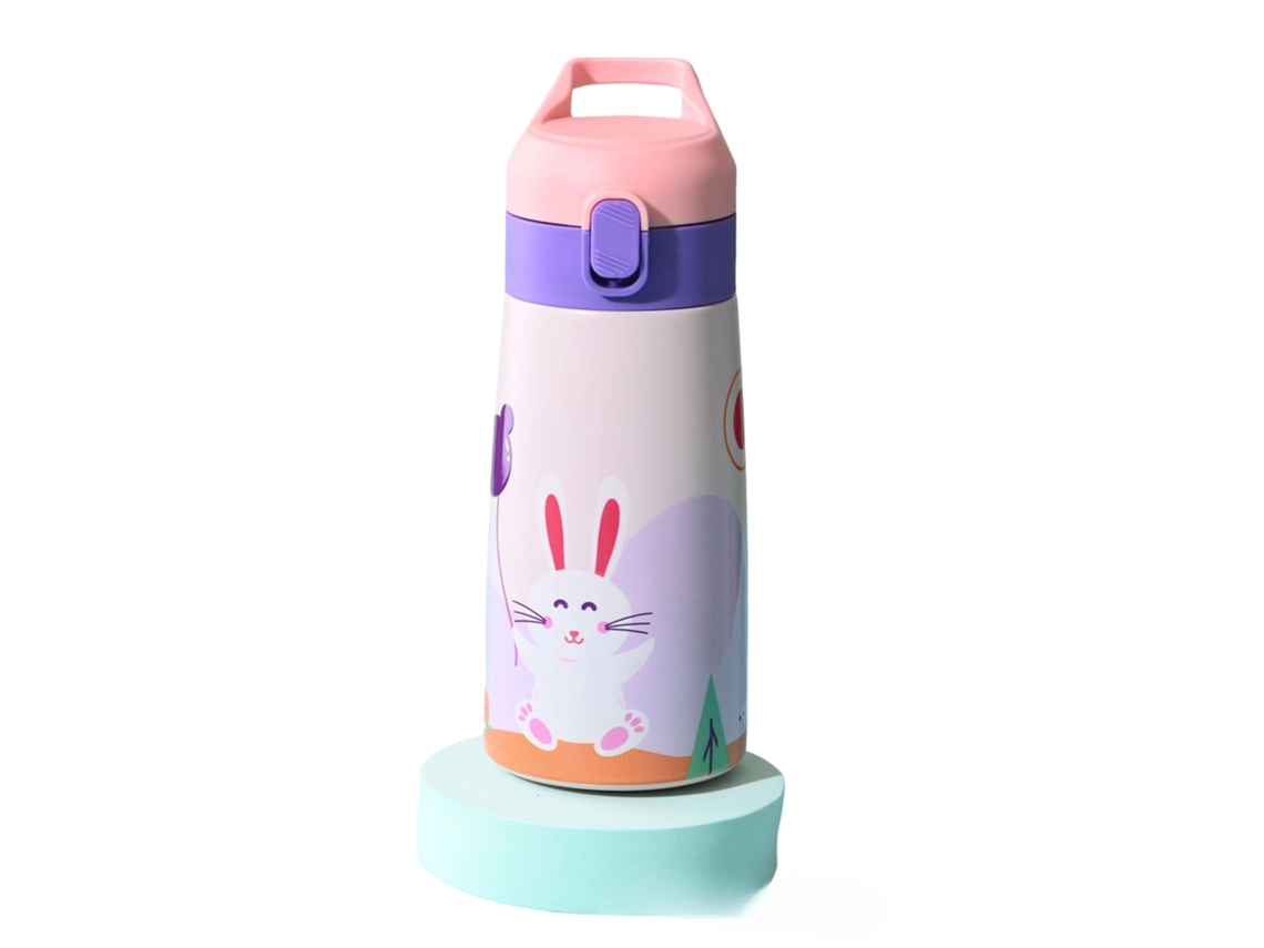 KOFIHETY Vaso térmico infantil en acero inoxidable 304 con ventosa antivuelco, vaso portátil para bebé y estudiante, diseño de dibujos animados