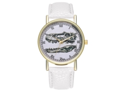 Reloj De Pulsera Zhoulianfa Quartz Con Correa De Piel Sintética, Estampado De Dinosaurios, Unisex, Blanco.