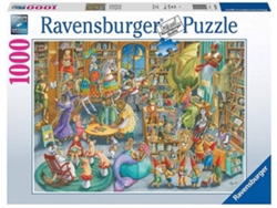 Puzzle RAVENSBURGUER Une Nuit a la Biblio (Edad Mínima: 12 Años - 1000 Piezas)