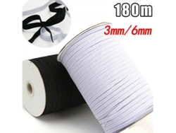Cuerda Elástica Plana Diy 3-12mm 90/180m Para Mascarillas, Costura Y Manualidades Tmu 6mmx180m Negro