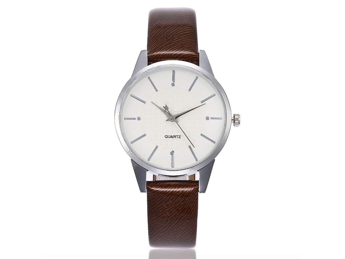 Reloj De Pulsera De Moda Para Mujer Vansvar De Piel Sintética Con Esfera De Escala Marrón.