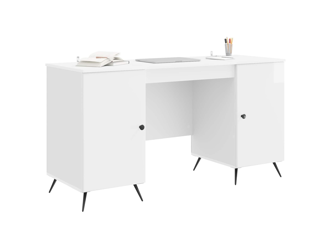 Maison Exclusive - Mesa blanca brillante 142,5 x 50 x 75 cm, derivados de la madera