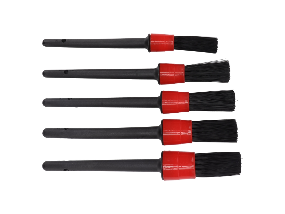 Cepillo de limpieza para coche, 5 piezas, para exterior e interior, súper suave, para detalles automotrices, rojo