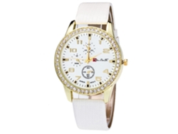 Reloj Analógico De Cuarzo Con Correa De Pu Ajustable Y Piedras Strass Zhoulianfa (blanco)