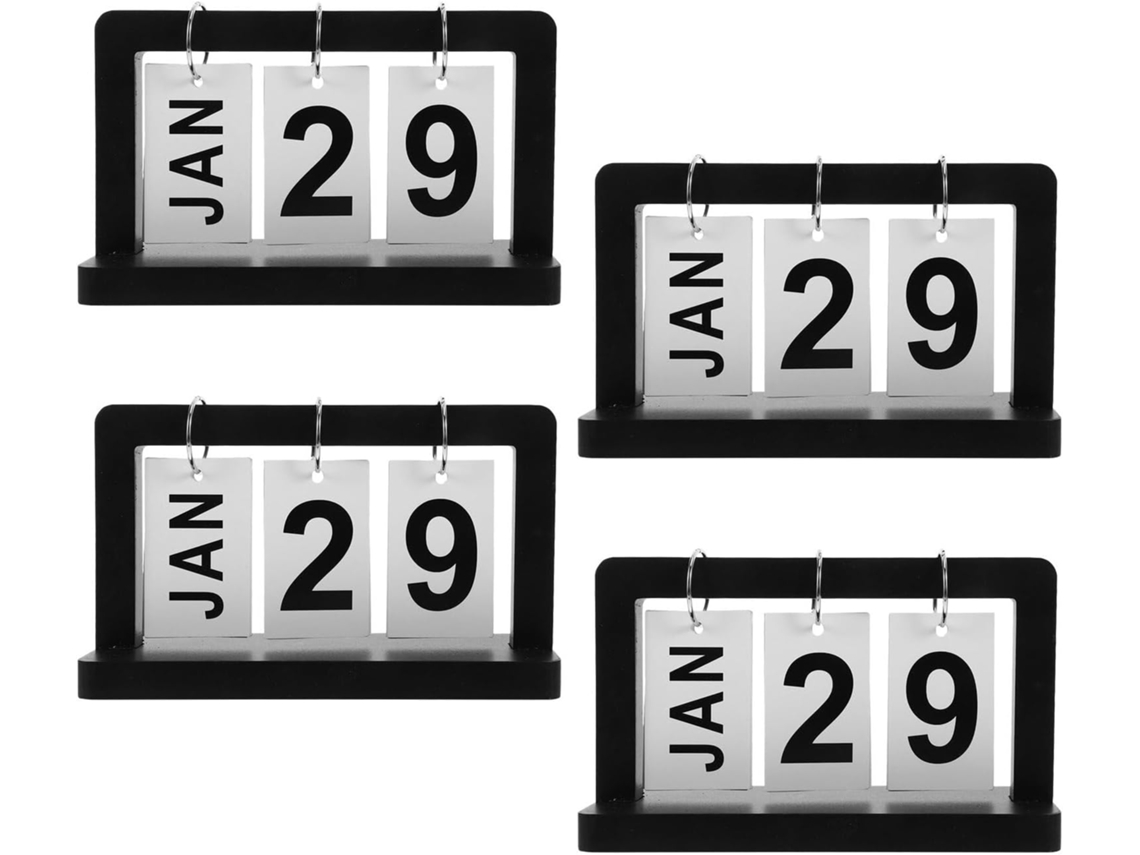 Calendario Perpetuo De Madera Oscura, Juego De 4