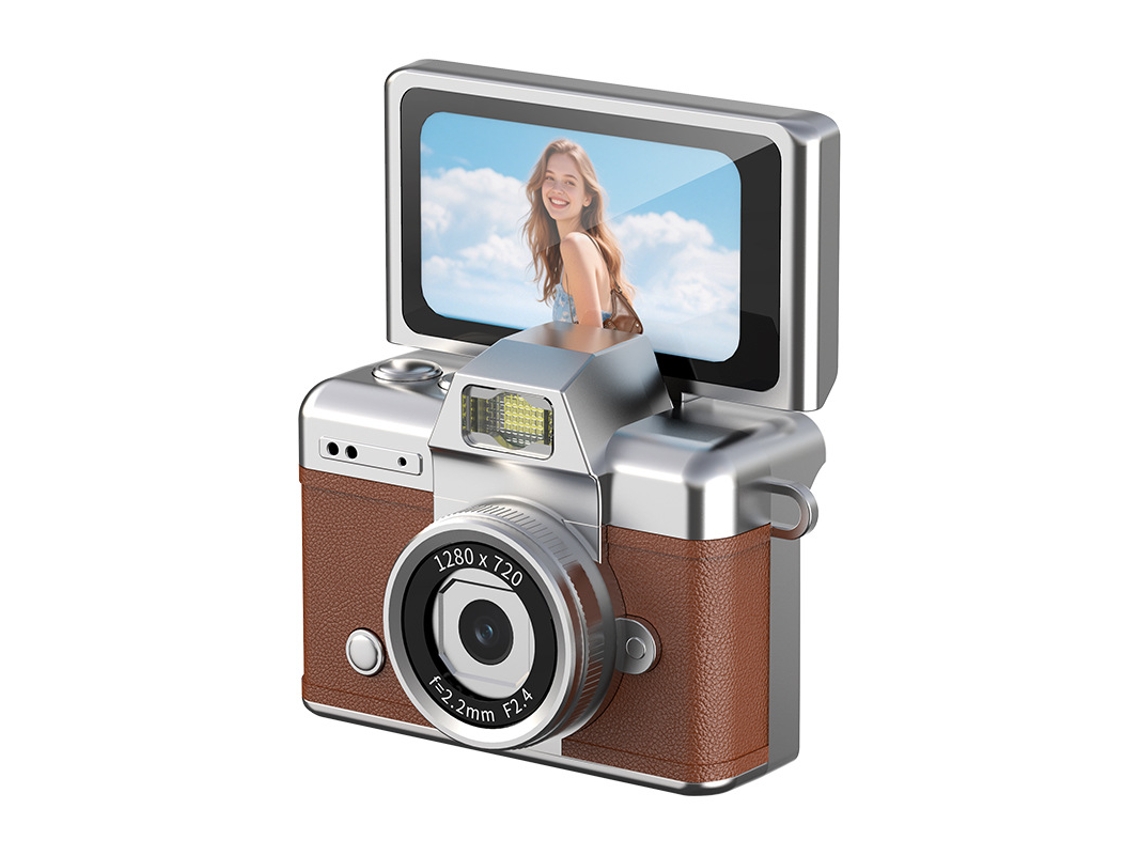 Câmera Infantil Czhhmart Retrô. Tela Basculante.inclui Cartão Tf De 32 Gb (marrom)