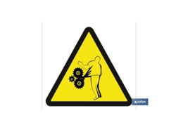 Señal adhesivo 105x105mm. peligro atrapamientos