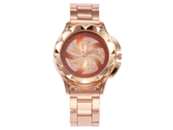 Reloj De Pulsera Para Mujer Vansvar Con Correa De Aleación Y Estampado Floral Marrón Brillante.