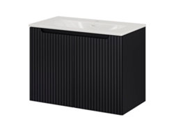 Mueble de baño Newport con lavabo y 2 puertas 80x57x39cm - Negro [EN.CASA]