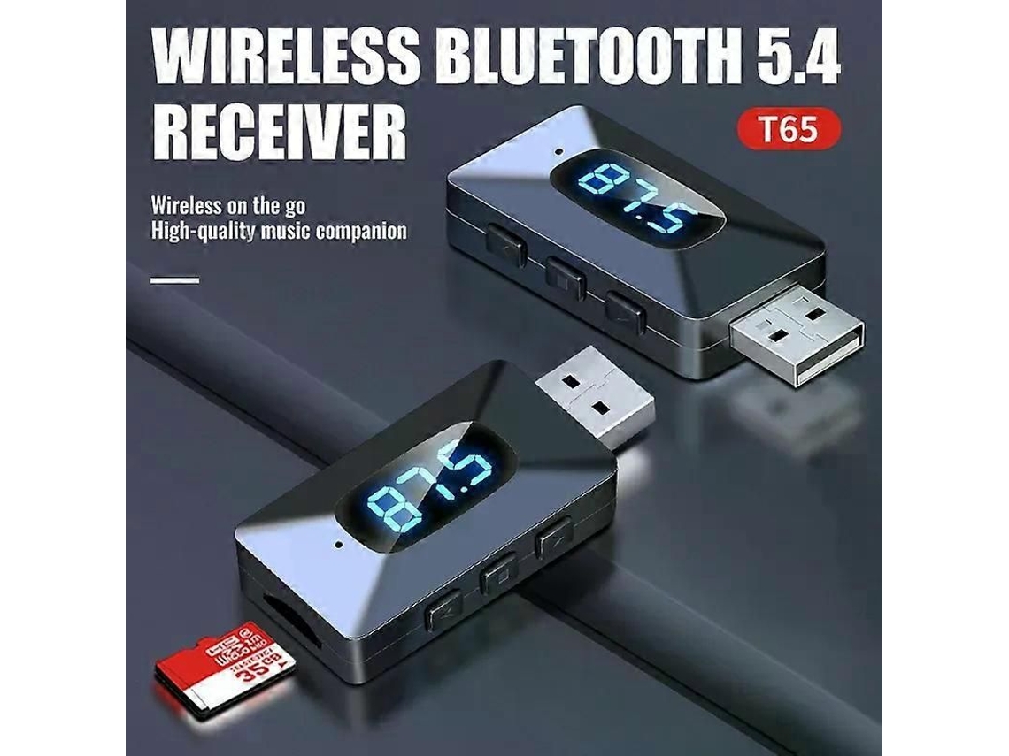 Mini transmisor y receptor Bluetooth T65 para coche, con 54 puertos USB, pantalla LED, llamadas manos libres, kit Bluetooth para automóvil y radio FM. GOKOCO