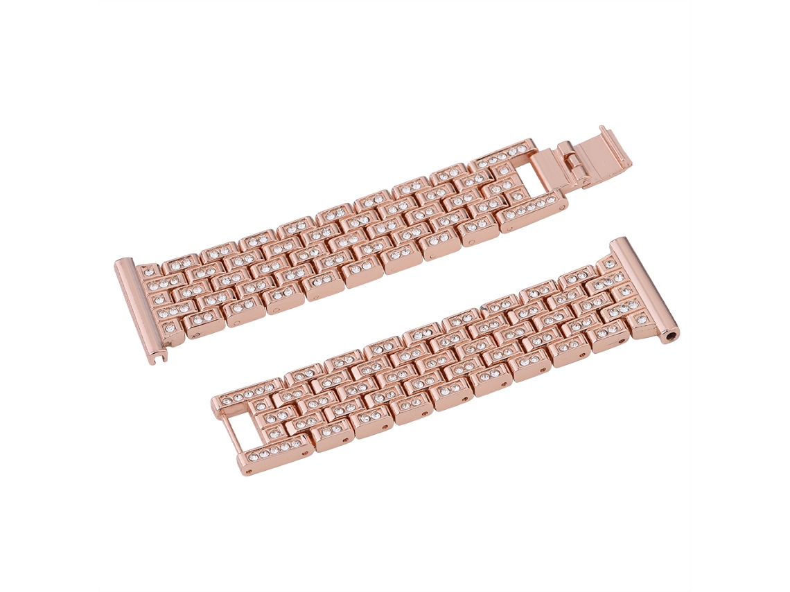 Correa de reloj con hebilla plegable de diamantes de imitación para Fitbit Versa