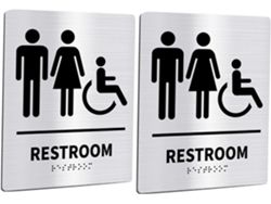 Juego De 2 Letreros En Braille Para Baños Públicos De Hombres Y Mujeres.