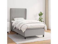 Cama box spring con colchón tela gris claro 90x200 cm