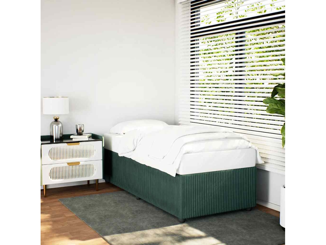 Estructura De Cama Sin Colchón Terciopelo Verde Oscuro 80x200cm