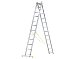 Escalera aluminio 2 tramos 10+10 peldaños. plegable, antideslizante, resistente
