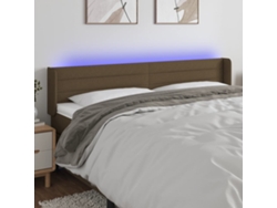 Cabecero Con Led De Tela Marrón Oscuro 203x16x78/88 Cm