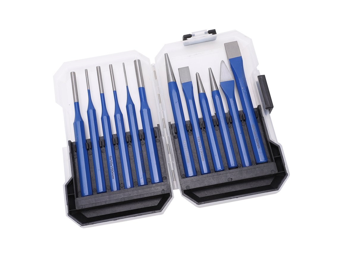 Kit De Herramientas De Grabado Y Perforación De 12 Piezas Con Punzón Cilíndrico Cónico, Llave De Cabeza Plana Y Punzón Central.