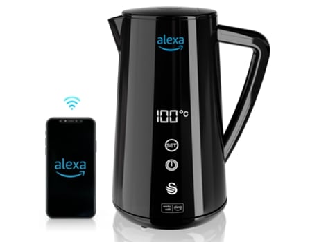 Alexa Hervidor Agua Eléctrico Inteligente SWAN SK14650BLKNEU WIFI Smart Kettle 15L Inalámbrico Control Táctil LED