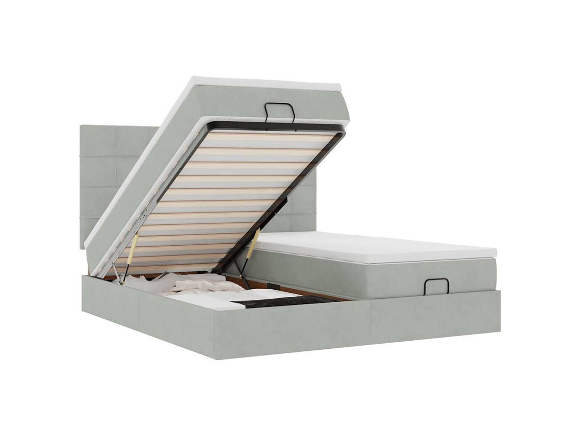 Maison Exclusive - Estructura De Cama Otomana Colchones Terciopelo Gris Claro