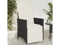 Silla de jardín reclinable DKD Home Decor con cojines de mimbre negros
