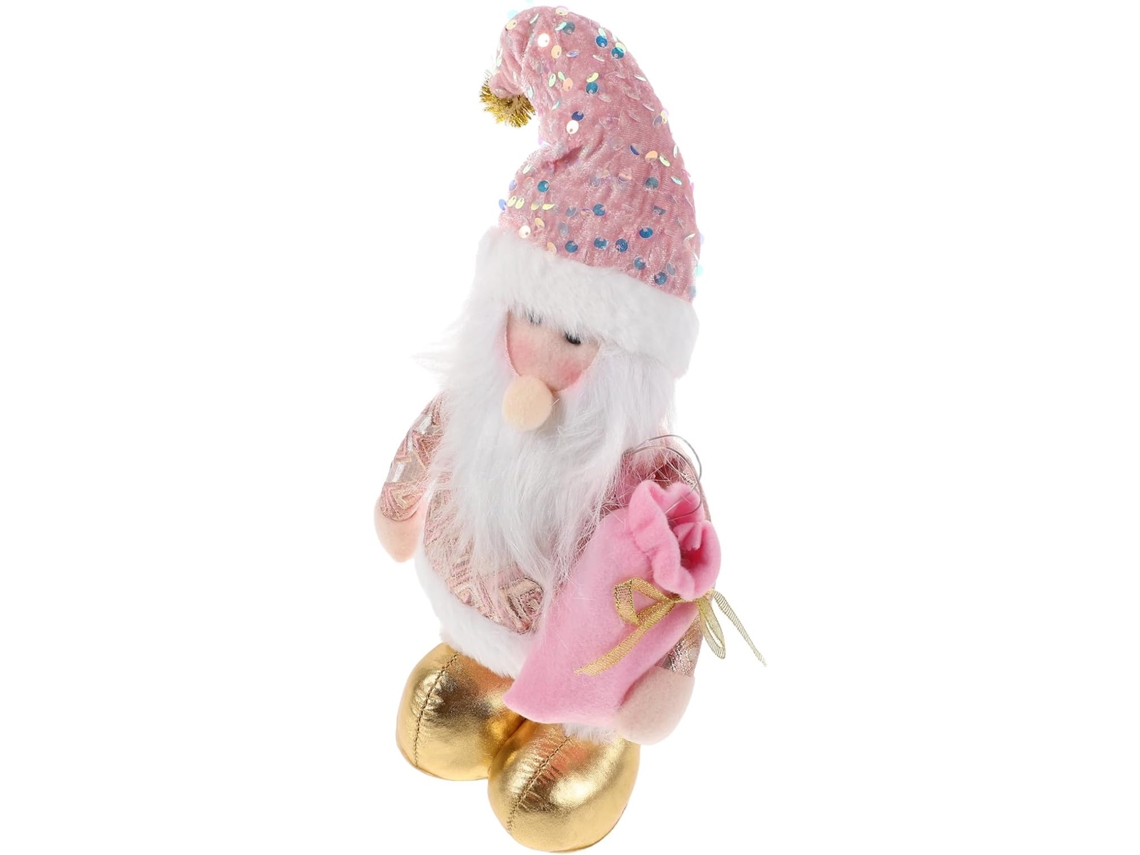Muñeco Peluche Elástico Música Adorno Festivo Suave Ventana Decoración Invierno Rosa Luz Tela Mesa