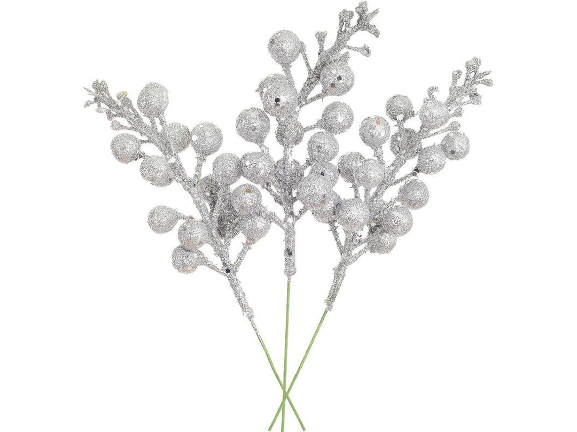 14 Tallos De Frutos Navideños Con Brillo, 20cm Ramitas Artificiales Para Decorar Árbol, Corona Y Manualidades De Navidad