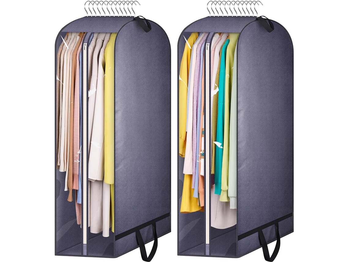 Fundas para ropa de gran capacidad, 2 piezas, transparentes, a prueba de polvo, para viaje, con asa, color gris/110 x 60 x 25 cm, Gertiz
