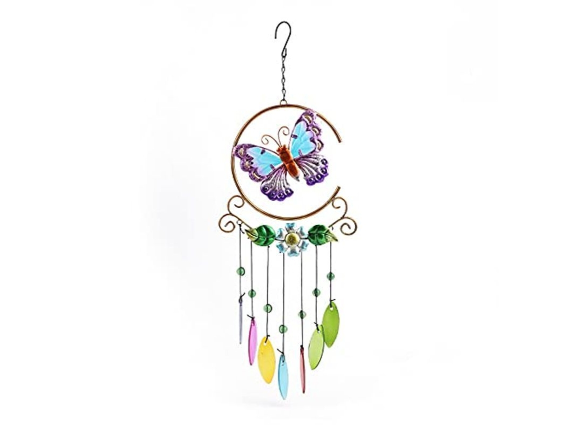 2026-campana De Viento Linjou Mariposa De Metal Y Vidrio Tintado Impermeable Decoración De Jardin Hogar Fiesta