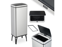 Relaxdays Cubo De Basura Cocina Sensor, 60l, Tapa Eléctrica, Soporte Bolsas, Papelera Automática Acero Inoxidable, Plata