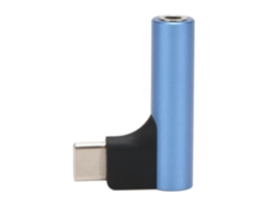 Adaptador Usb-c A Conector De Auriculares De 3,5 Mm Con Dac, Micrófono Estéreo Hifi, Ángulo Recto, Azul