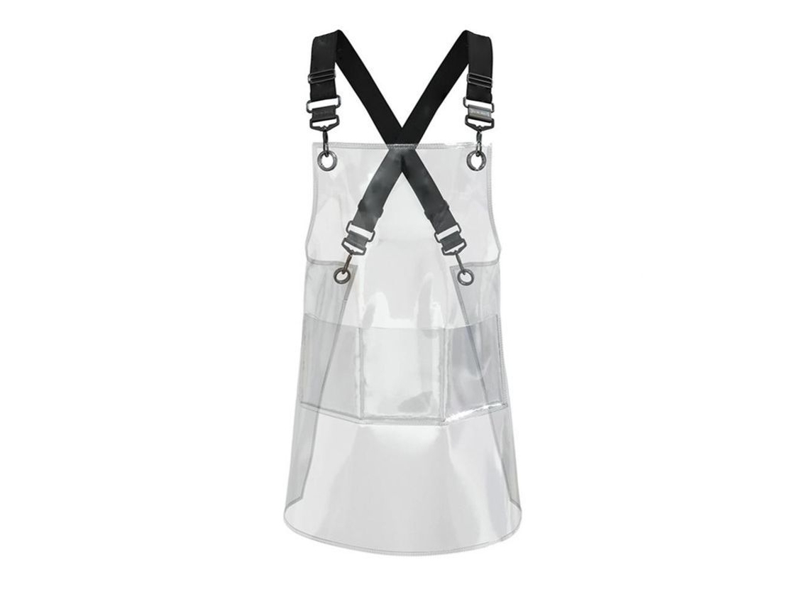 2026-delantal Transparente Impermeable Resistente Al Aceite Tpu Reutilizable Para Cocina Barbería Cafetería Cinta Negra