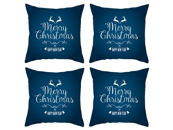 4 fundas de cojines decorativos navideños en azul y blanco (cojín no incluido) TRUYUETY