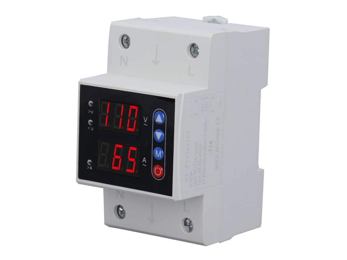 Protector Inteligente De Voltaje Y Corriente Ajustable De 80 A (80-300 V) Con Recarga Automática.