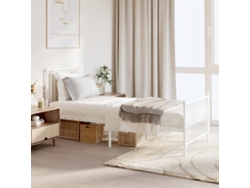 Estructura Cama Sin Colchón Con Estribo Metal Blanco 80x200 Cm