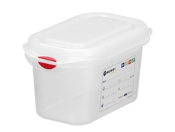 Contenedor de alimentos Gn 1/9 con tapa y etiqueta, 0,6 L, 176x108x65 mm, HENDI
