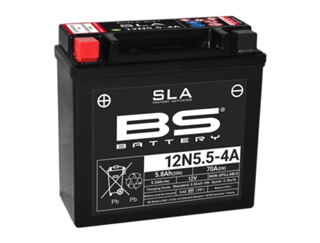 Batería de moto BS Battery SLA 12N5.5-4A - C (10Hr) - C (20Hr)