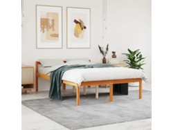 Cama Para Mayores Madera Maciza De Pino Marrón Cera 120x200 Cm