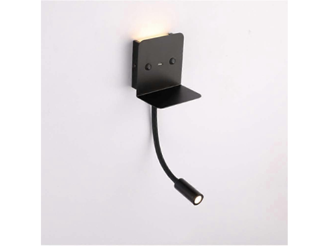 Lámpara de lectura LED de pared de 6 W, lámpara de lectura flexible con interruptor e interfaz USB Nostalgia88
