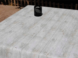 Mantel HULEHULE TEX Hule Madera (Beis, Blanco y Gris - 140 x 375 cm)