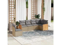 Conjunto de 6 sofás de jardín con cojines de mimbre beige Dkd Home Decor
